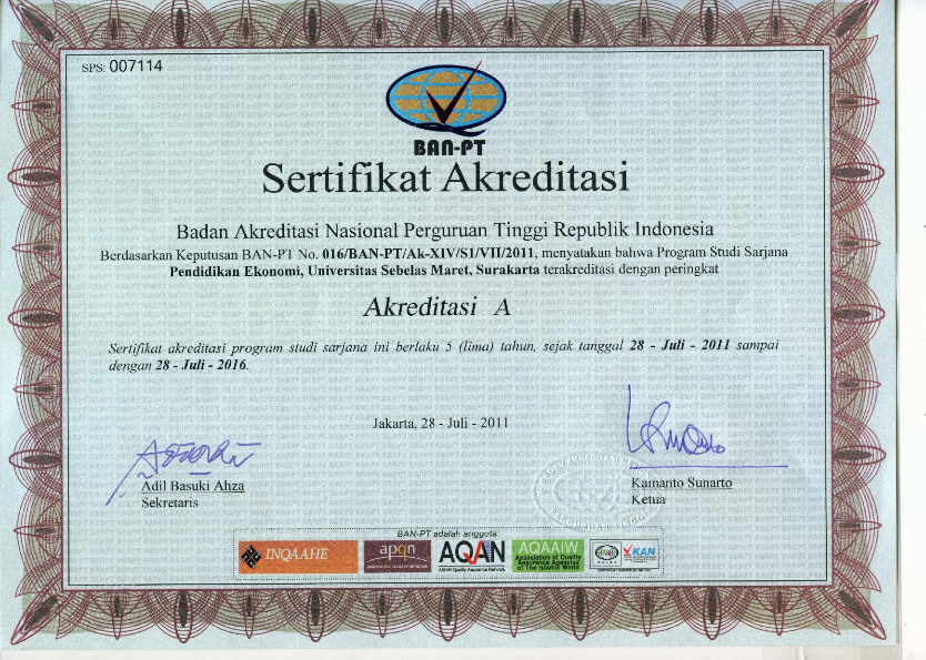 Sertifikat Akreditasi S-1 Pendidikan Ekonomi